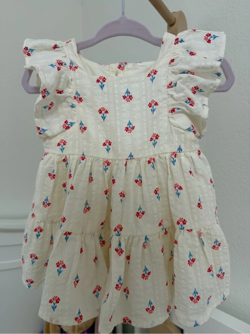 Cream Floral Ruffle Infant Dress